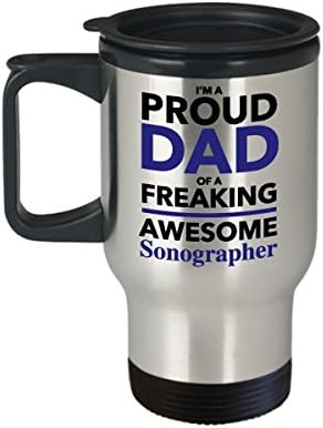 Горд баща на Зашеметяващ кафе чаши Sonographer Travel, Подарък за Деня На бащите За татко От Son Daughter Kids