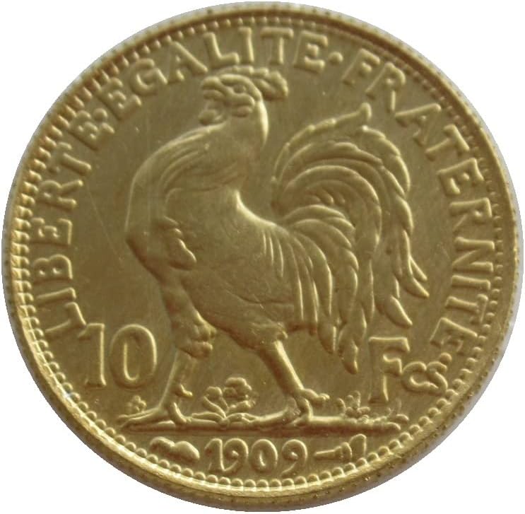 Петел в 10 Франка 1899-1914 Френски франк Чуждестранна Копие Златни Възпоменателни монети