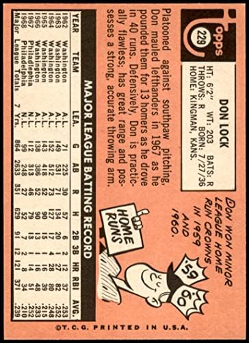 1969 Topps 229 Дон Лок Филаделфия Филис (Бейзболна картичка) EX/MT Phillies
