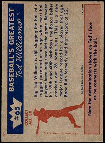 1959 Fleer 65 30 август 1958 Тед Уилямс Бостън Ред Сокс (бейзболна картичка), БИВШ играч на Ред Сокс
