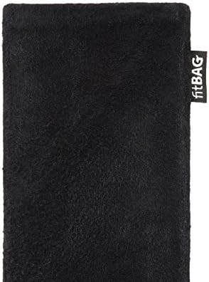 Калъф fitBAG Fusion Black/Черен, изработена по поръчка за Samsung i9000 Galaxy S. Калъф от смес от кожа Напа и велур с вградена подплата