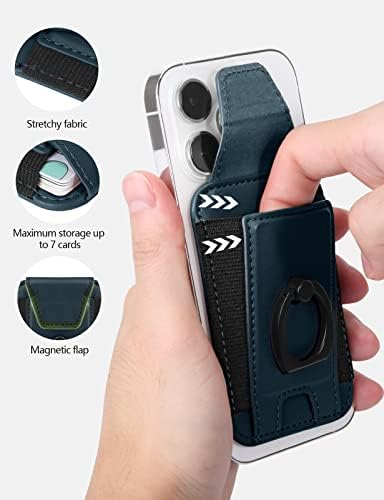 Магнитен чантата 3 в 1 с дръжка за телефон, съвместимо с чантата MagSafe и поставка за телефон, Кожена клапа за защита на личните данни,