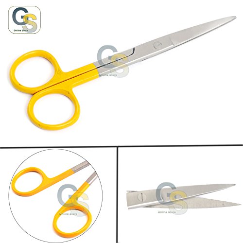Работни ножици G. S - Остри/Sharp - 5 1/2 Директен Цветна дръжка (жълт)