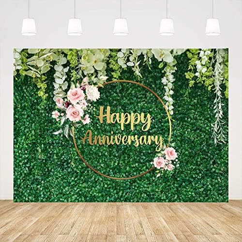 Ticuenicoa 7x5ft Зелена Трева Стена Цветен Фон с Юбилей за Цветя на Любовта Поздрави с 10-годишнината на 50-годишнината от Сватбата,