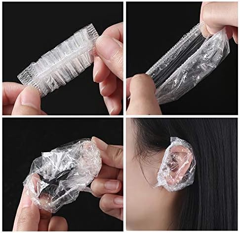 100 Прозрачни Опаковки за Еднократна употреба Ушни Факт Водоустойчив Ушни Калъфи за Боядисване на Коса, Душ, Къпане