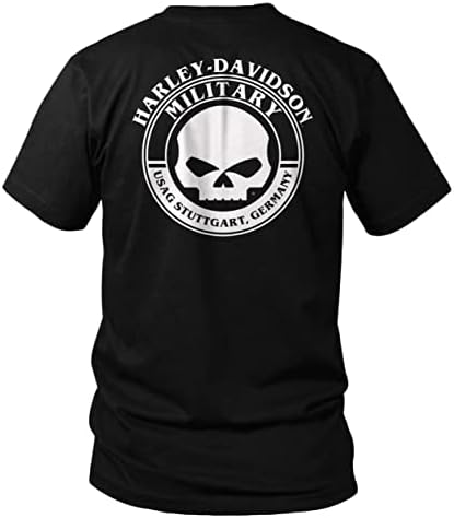 Harley-Davidson Military - Мъжка Черна тениска с графичен дизайн - USAG Щутгарт | Гръндж Spray