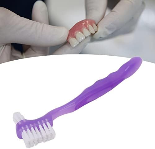 Четка за почистване на зъбни протези Преносима четка за протези за пътуване в дома (лилаво)