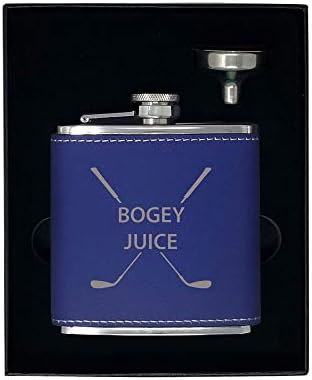 Фляжка за сок Bogey, Фуния и Подарък кутия - Фляжка за сок Golf Birdie Сок От неръждаема стомана, изкуствена кожа, Метална Matte Фляжка