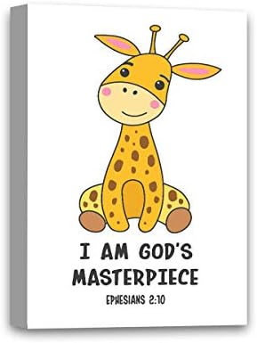 Бог Шедьовър на Изкуството с Жирафа, Готов да се Мотае Платно за Детска Стая, Изкуството на Свещените Писания, Илюстрации Животни, Библейски