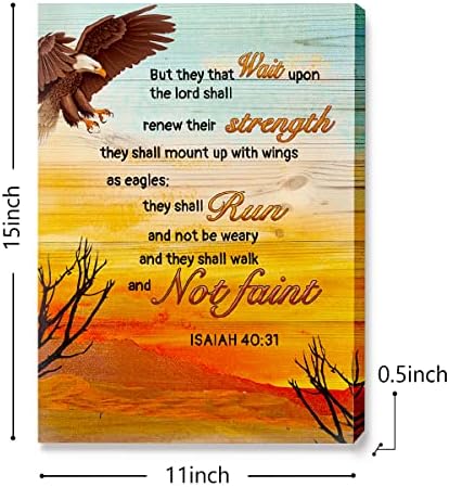 IIONGDE Вдъхновяваща Цитат от Библейски Стих на Исая 40:31 Силата на Християнски Стенни Артистични Щампи върху Платно, 11x14 Инча, Християнски