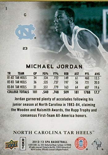 2012-13 Горната Палуба SP Автентичната № 1 Баскетболно карта на Майкъл Джордан Северна Каролина Tar Heels NBA NM-MT