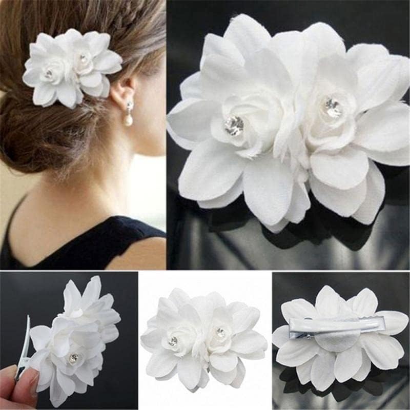 SDFGH 1 бр., шнола за коса във формата на кристално цвете, бяла шнола с флорални мотиви, сватбена Украса за коса, Аксесоари за коса шаферките