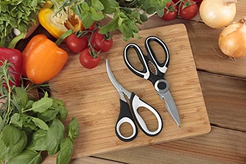 Кухненски ножици nomii Heavy Duty - (2 опаковки) Кухненски ножици от неръждаема стомана Heavy Duty Са идеални за пиле, зеленчуци, риба,