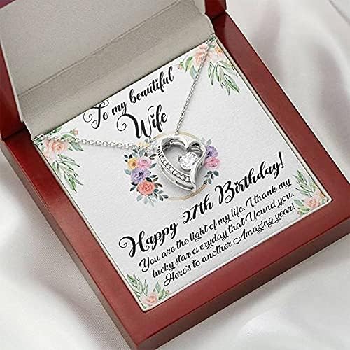 Картичка с Послание Бижута, Колие ръчна изработка - С 27-ия Рожден Ден на Огърлица за Съпругата ми, Колие с Вечна любов на 27-ия рожден