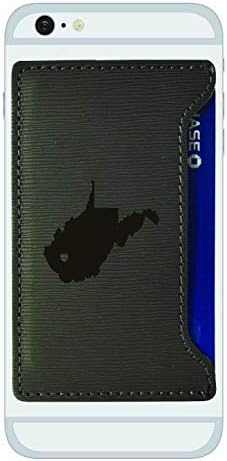 Държач за карти за мобилен телефон от Текстурирана Изкуствена кожа Западна Вирджиния-I Heart My State-Сив