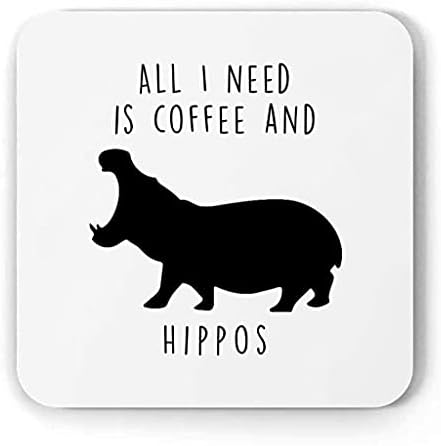 Аз обичам Кафето и Хипопотам Силует Хипопотам Забавни Подаръци за мама За Коледа 2023 Подаръци Поставка Бял Квадрат