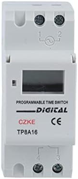 BNEGUV TP8A16 Din-рейк 7 дни Седмично Програмируем Цифров ключ време Реле таймер за Управление на AC 220V 16A 30A (Цвят: 16A, размер: